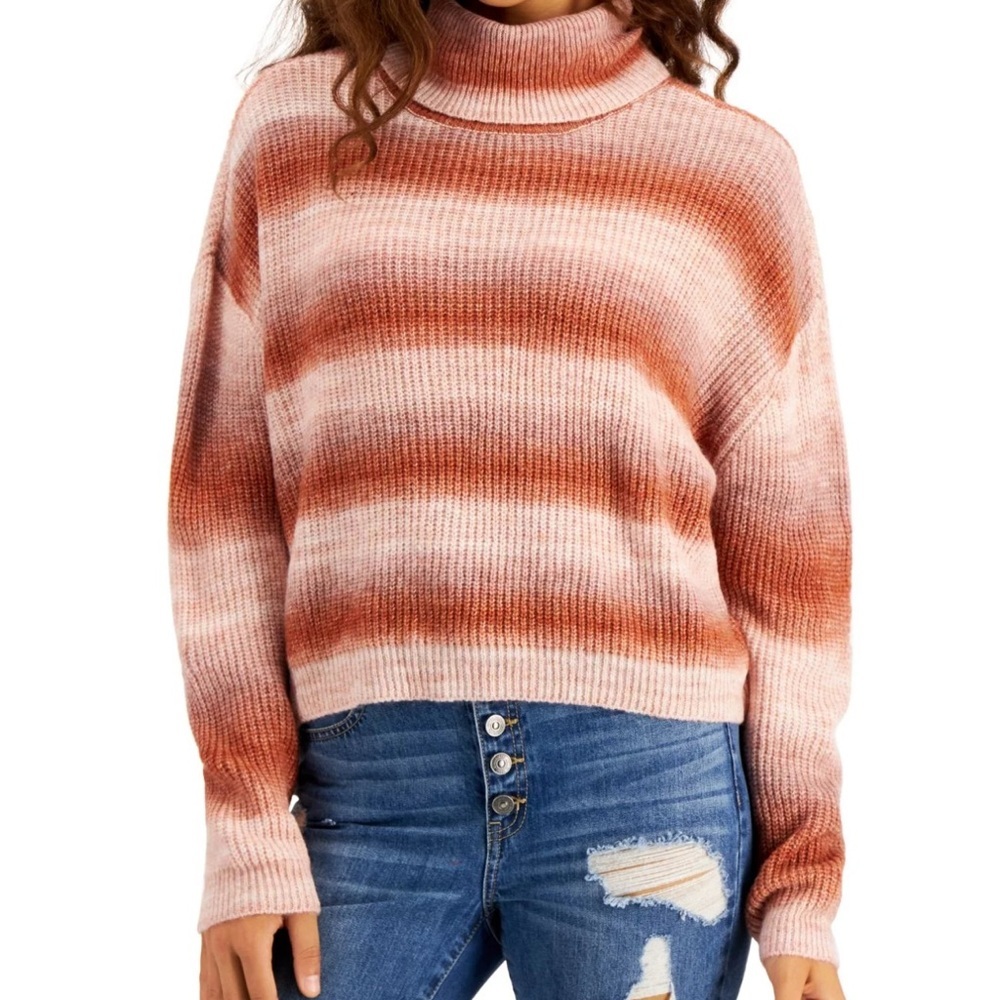 Hooked Up Turtleneck Sweater - ombre size large. Nwt